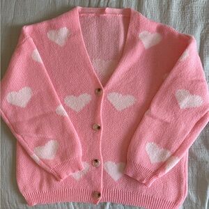 Pink Heart Pattern Women's Sweater